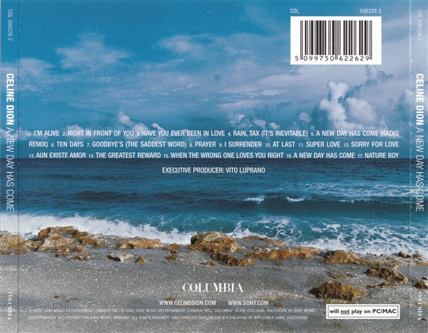 Celine Dion  A New Day Has Come : Back